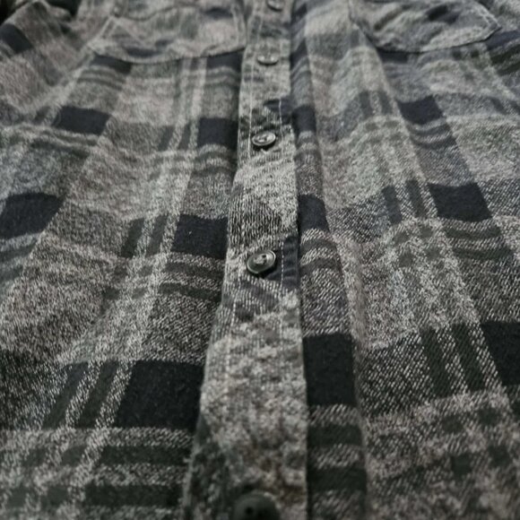 PD&C Flannel Shirt Button Up Long Sleeve Gray Plaid Men's Medium - Picture 3 of 6